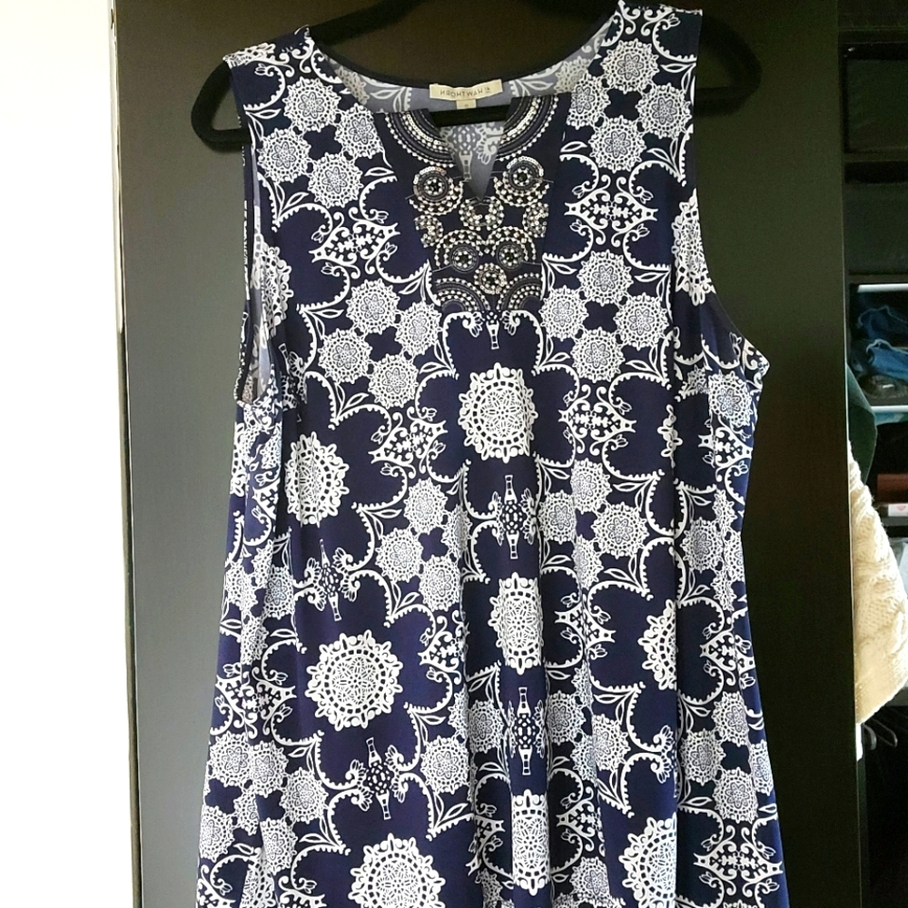 41 Hawthorn 2X Reeny Embellished Split Neck Knit Top